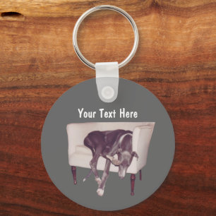 Greyhound Sleeping In Chair Personalized Keychain