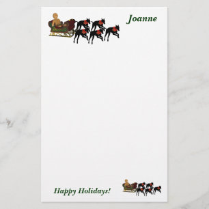 Greyhound Sleigh Christmas Personalized Stationery