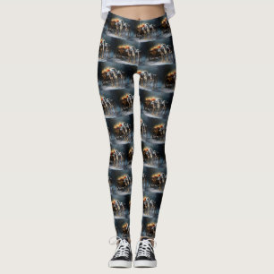 Greyhound Snowy Sleigh Christmas Decor Leggings