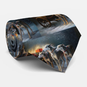 Greyhound Snowy Sleigh Christmas Decor Tie