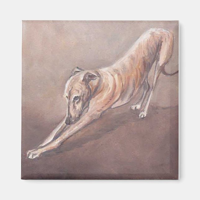 Greyhound Stretch Dog Art Magnet (Devant)