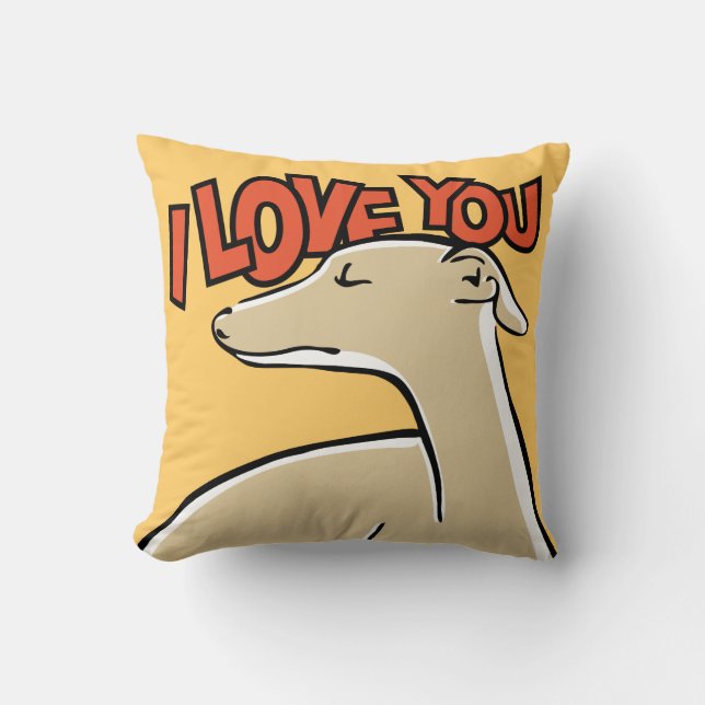 Greyhound stylized “I coils You " Throw Pillow (Front)