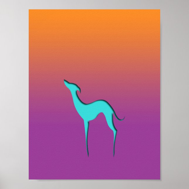 Greyhound/whippet blue orange violet Poster (Front)