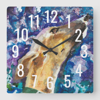 Greyhound Whippet Clock, Fawn Dog Square Wall Clock