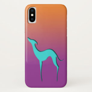 Greyhound Whippet dog Blue orange purple Ombre iPhone X Case