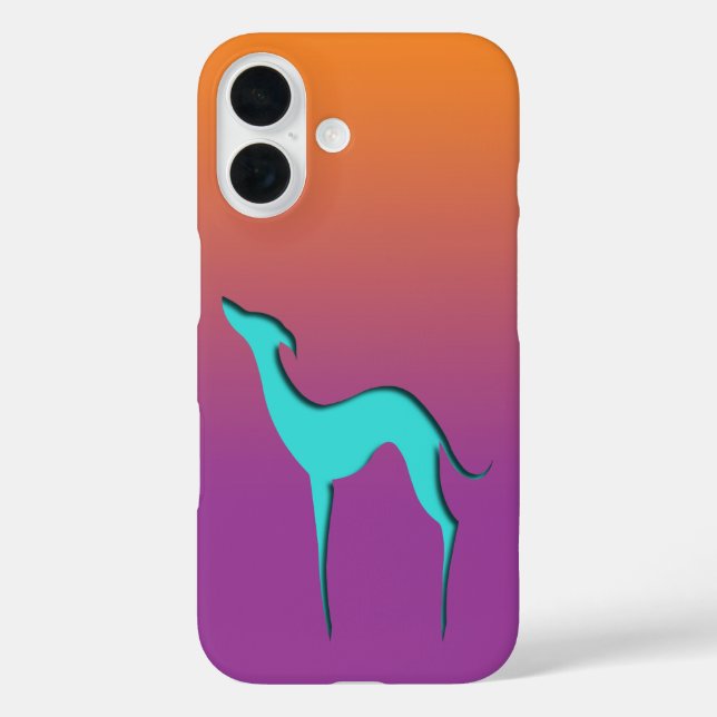 Greyhound Whippet dog blue orange purple ombre Case-Mate iPhone Case (Back)