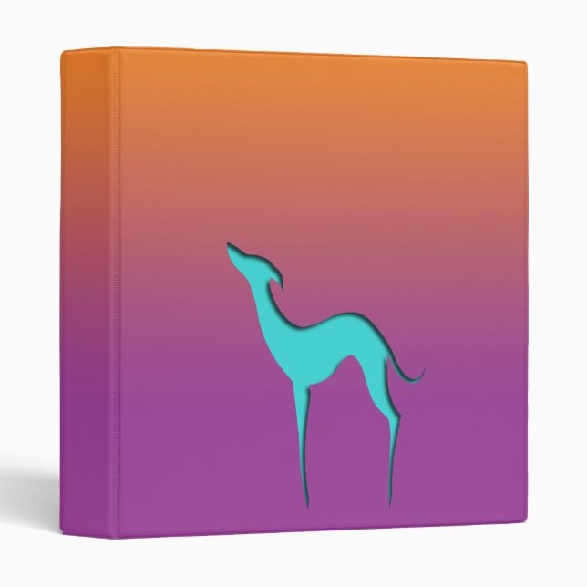 Greyhound Whippet dog blue orange violet ombre Binder (Front/Spine)