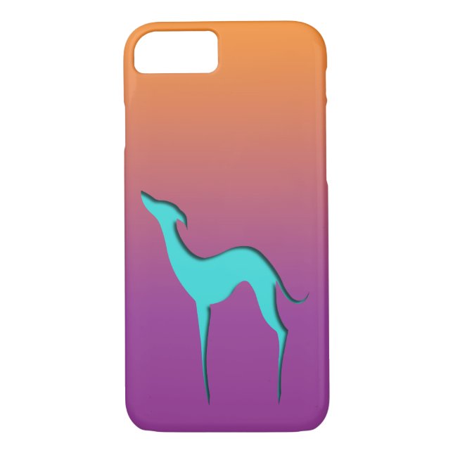Greyhound Whippet dog blue orange violet ombre Case-Mate iPhone Case (Back)