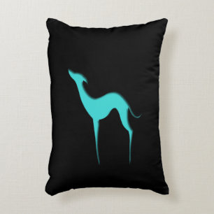 Greyhound Whippet dog Elegant turquoise silhouette Accent Pillow
