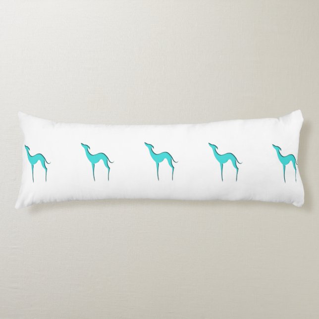 Greyhound Whippet dog Elegant turquoise silhouette Body Pillow (Front)