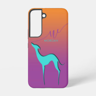 Greyhound Whippet Dog silhouette Name Colourful Samsung Galaxy Case
