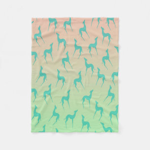 Greyhound whippet dog silhouettes cute elegant fleece blanket