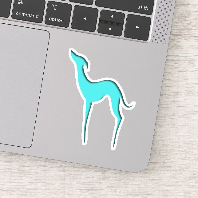 Greyhound Whippet dog turquoise blue silhouette (Detail)