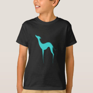 Greyhound Whippet dog turquoise blue silhouette T-Shirt