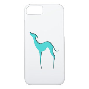 Greyhound Whippet elegant turquoise silhouette Case-Mate iPhone Case