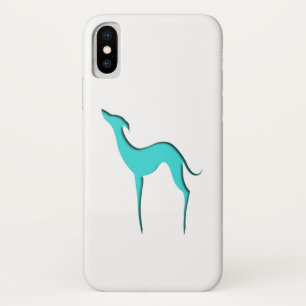 Greyhound Whippet elegant turquoise silhouette Case-Mate iPhone Case