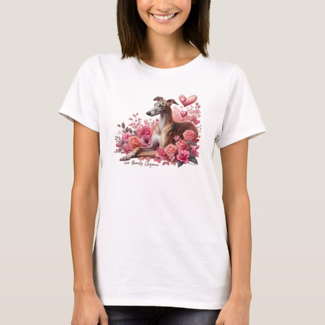 Greyhound, Whippet, Iggy, or Galgo Romantic T-Shirt (Front)