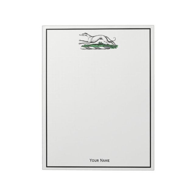 Greyhound Whippet Running Heraldic Crest Emblem Notepad (Rotated)