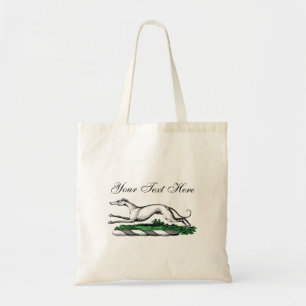 Greyhound Whippet Running Heraldic Crest Emblem Tote Bag