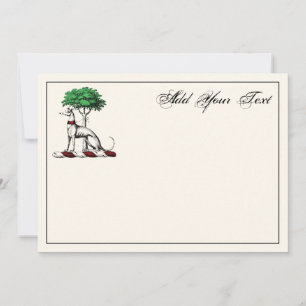 Greyhound Whippet Tree Heraldic Crest Note Card Iv