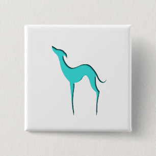 Greyhound/Whippet turquoise silhouette Button