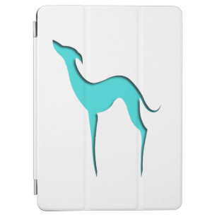 Greyhound/Whippet turquoise silhouette iPad cover