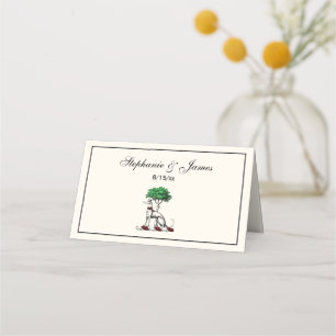 Greyhound Whippet With Tree Heraldic Crest Emblem Place Card