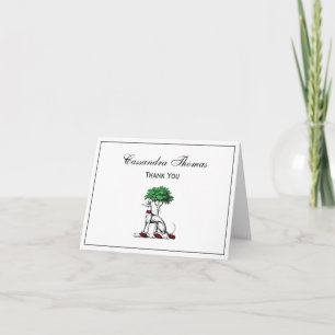 Greyhound Whippet With Tree Heraldic Crest Emblem Thank You Card