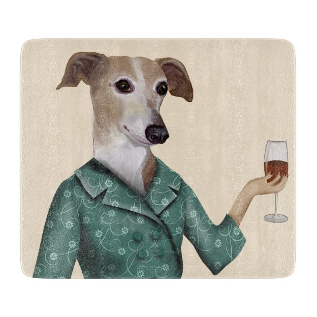 Greyhound Wine Snob Cutting Board (Front)