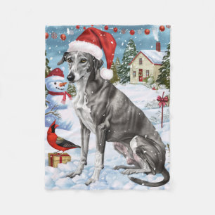 Greyhound Winter Wonderland Christmas Joy Fleece Blanket