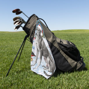 Greyhound Winter Wonderland Christmas Joy Golf Towel