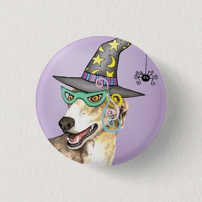 Greyhound Witch 1 Inch Round Button (Front)