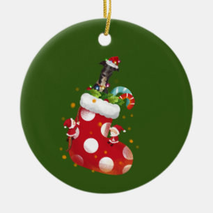 Greyhound With Hat LIGHTS Christmas Ceramic Ornament