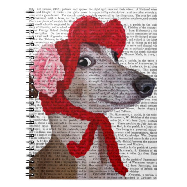 Greyhound with Red Woolly Hat 2 Notebook (Front)