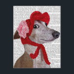 Greyhound with Red Woolly Hat 2 Postcard<br><div class="desc">Pets</div>