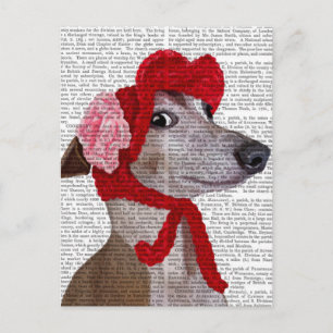Greyhound with Red Woolly Hat 2 Postcard