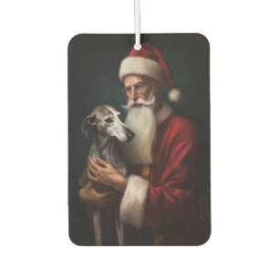 Greyhound With Santa Claus Festive Christmas Air Freshener