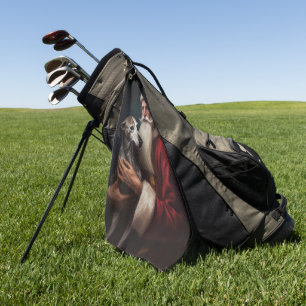 Greyhound With Santa Claus Festive Christmas Golf Towel