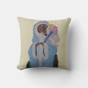 Greyhound with White Dove Throw Pillow