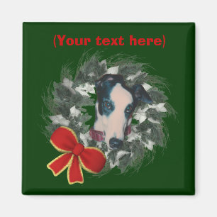 Greyhound Wreath Christmas Holiday Magnet