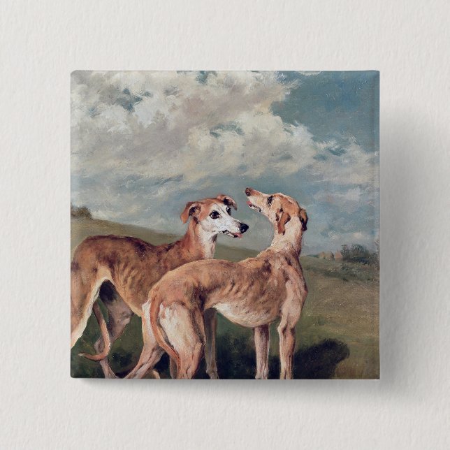 Greyhounds 2 Inch Square Button (Front)