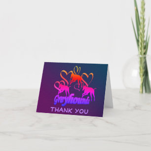 Greyhounds And Hearts Rainbow Carte de remerciemen