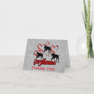 Greyhounds Et Red Hearts Carte de remerciements