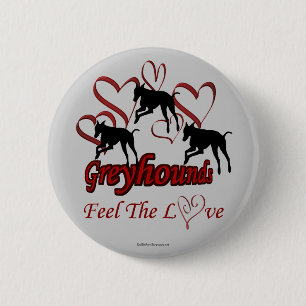 Greyhounds Hearts Love Dog Lover Button Pin