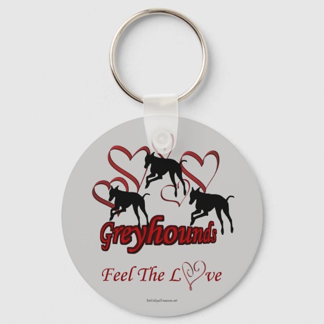 Greyhounds Hearts Love Dog Lover Keychain (Front)