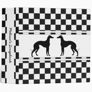 Greyhounds in Black and White Check Personalized Binder