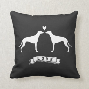 Greyhounds Love - Dog Silhouettes w/ Heart Throw Pillow