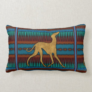 Greyhounds of Azawakh (blue) Lumbar Pillow