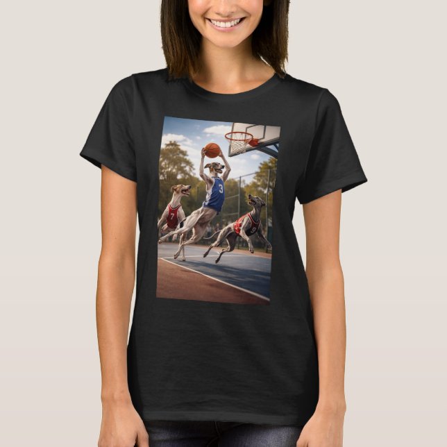 Greyhounds playing basketball T-Shirt (Front)
