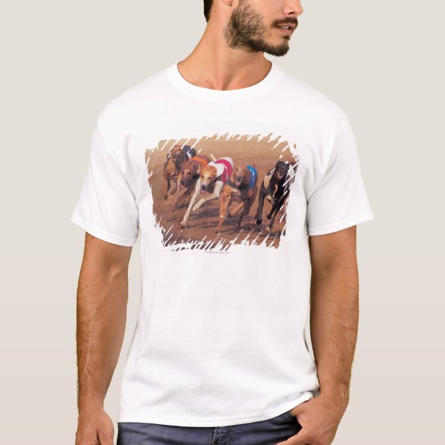 Greyhounds racing on track T-Shirt (Front)